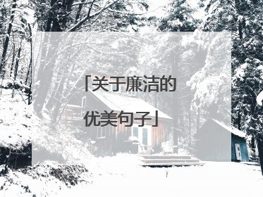 关于廉洁的优美句子