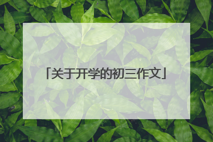 关于开学的初三作文