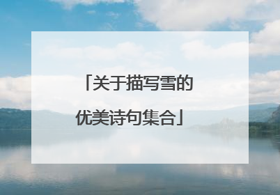 关于描写雪的优美诗句集合
