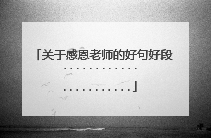 关于感恩老师的好句好段.......................