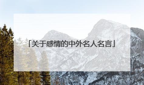 关于感情的中外名人名言