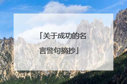 关于成功的名言警句摘抄