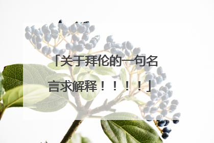 关于拜伦的一句名言求解释！！！！