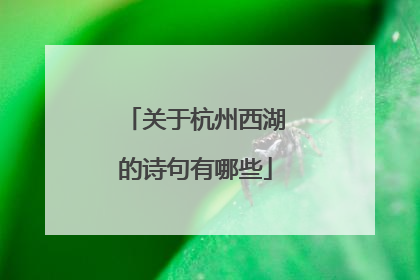 关于杭州西湖的诗句有哪些