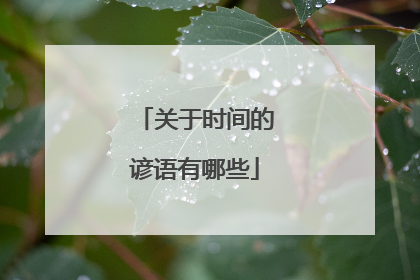 关于时间的谚语有哪些