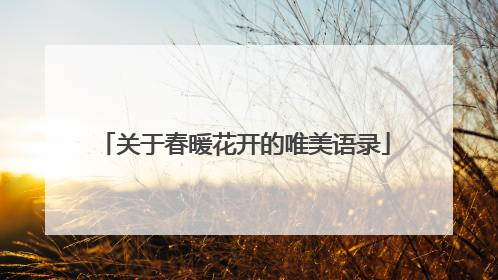 关于春暖花开的唯美语录