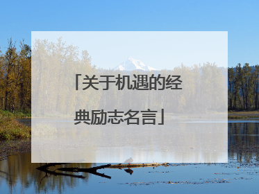 关于机遇的经典励志名言