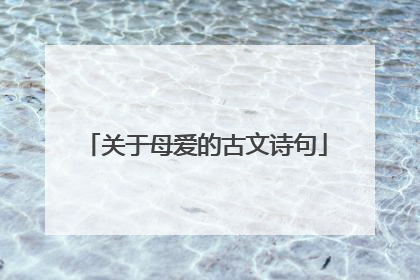 关于母爱的古文诗句