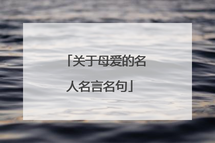 关于母爱的名人名言名句