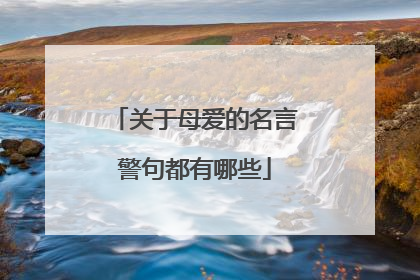 关于母爱的名言警句都有哪些