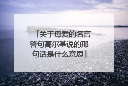 关于母爱的名言警句高尔基说的那句话是什么意思