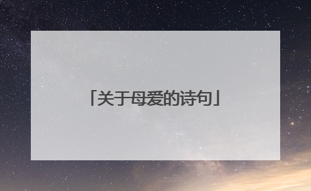 关于母爱的诗句
