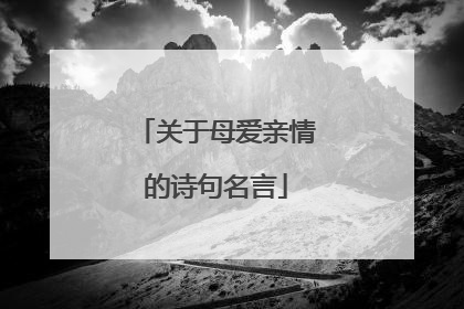 关于母爱亲情的诗句名言