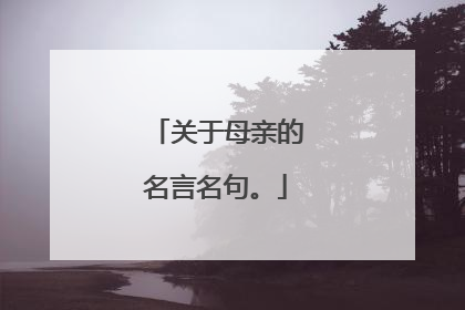 关于母亲的名言名句。