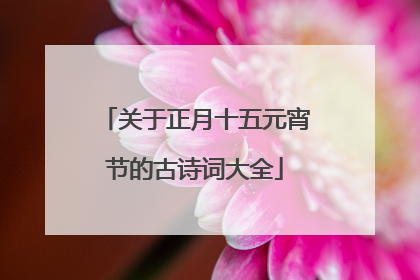 关于正月十五元宵节的古诗词大全