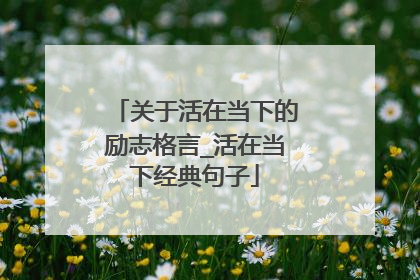 关于活在当下的励志格言_活在当下经典句子