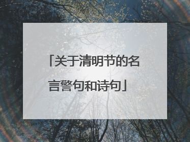 关于清明节的名言警句和诗句