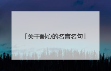 关于耐心的名言名句