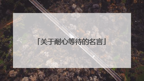 关于耐心等待的名言