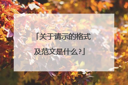 关于请示的格式及范文是什么?
