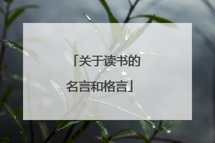 关于读书的名言和格言