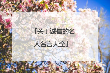 关于诚信的名人名言大全
