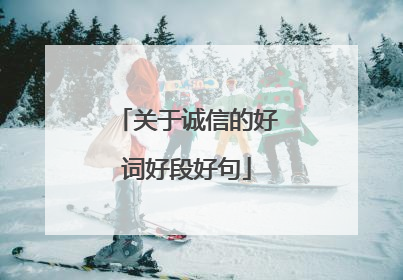 关于诚信的好词好段好句