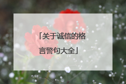 关于诚信的格言警句大全