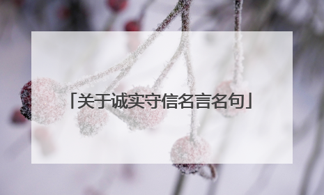 关于诚实守信名言名句