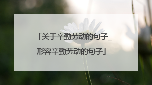 关于辛勤劳动的句子_形容辛勤劳动的句子