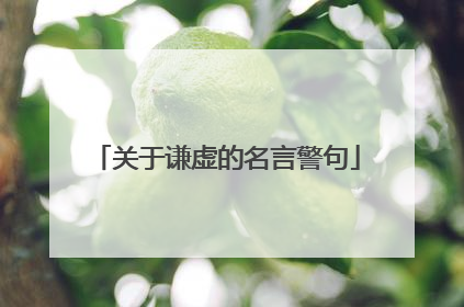 关于谦虚的名言警句