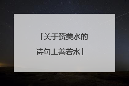 关于赞美水的诗句上善若水