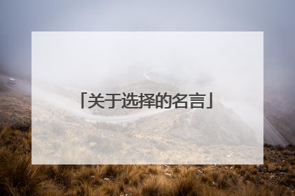 关于选择的名言