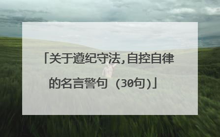 关于遵纪守法,自控自律的名言警句 (30句)