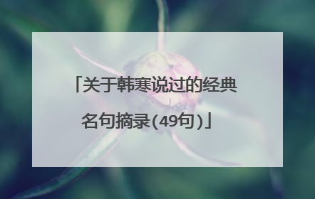 关于韩寒说过的经典名句摘录(49句)