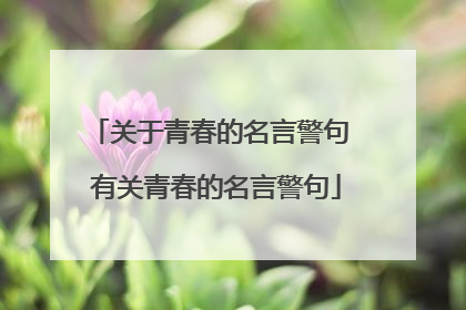 关于青春的名言警句 有关青春的名言警句
