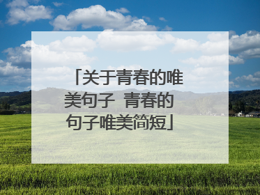 关于青春的唯美句子 青春的句子唯美简短