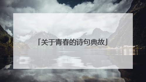 关于青春的诗句典故