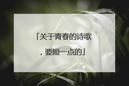 关于青春的诗歌,要短一点的