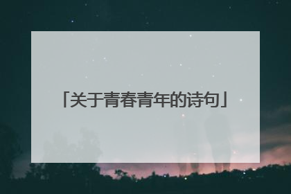 关于青春青年的诗句