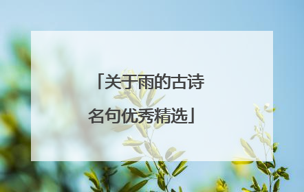 关于雨的古诗名句优秀精选