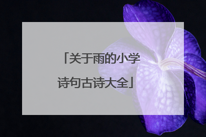 关于雨的小学诗句古诗大全