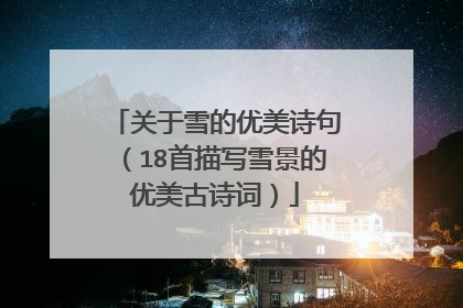 关于雪的优美诗句(18首描写雪景的优美古诗词)