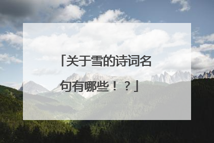 关于雪的诗词名句有哪些！？