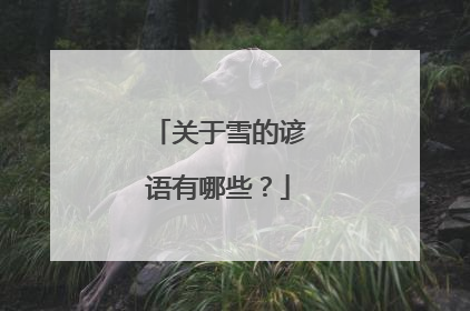 关于雪的谚语有哪些?