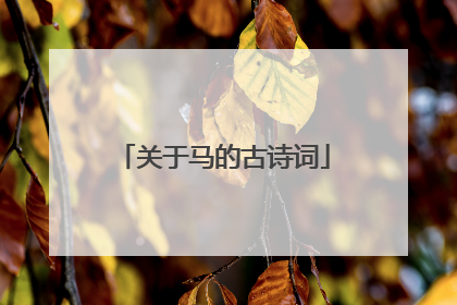 关于马的古诗词