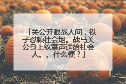 关公开眼战人间，铁子怼颗社会烟。战马关公身上纹掌声送给社会人。。什么梗？