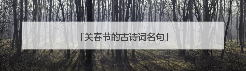关春节的古诗词名句
