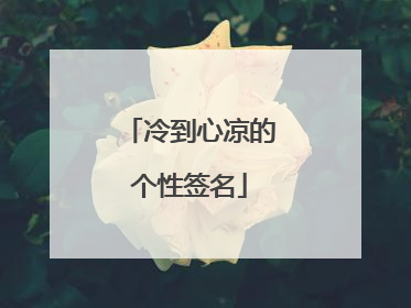 冷到心凉的个性签名