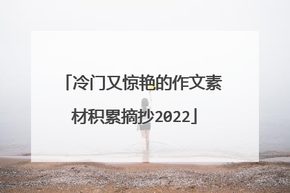 冷门又惊艳的作文素材积累摘抄2022